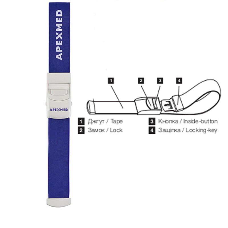 Джгут APEXMED для внутрiшньовенних манiпуляцiй для дорослих. Розмір 45х2,5 см.